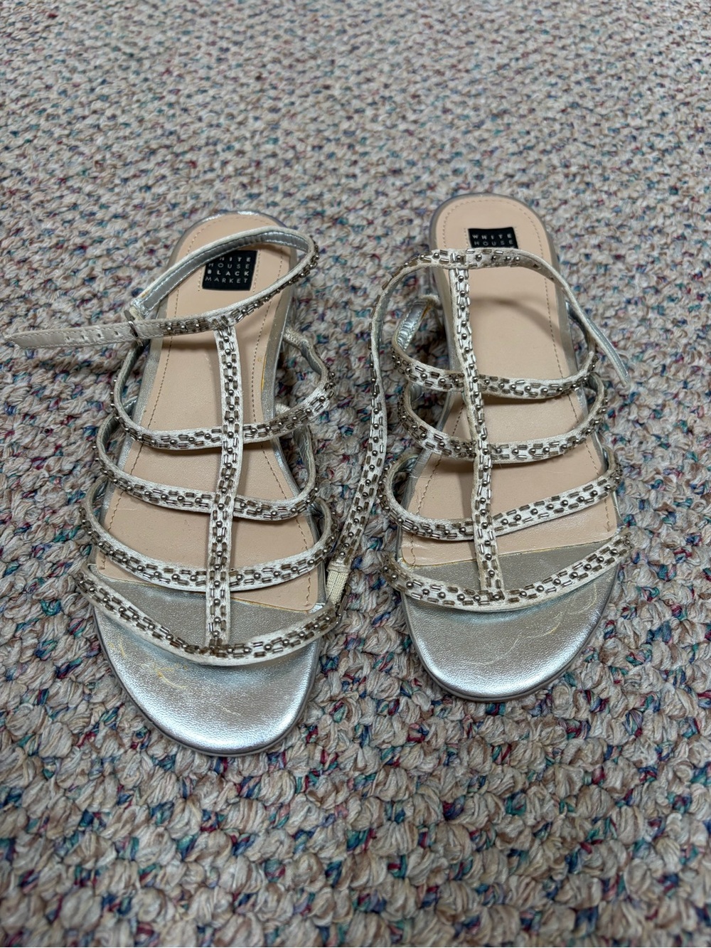 Silver Strappy Embellished Women’s Sandals
